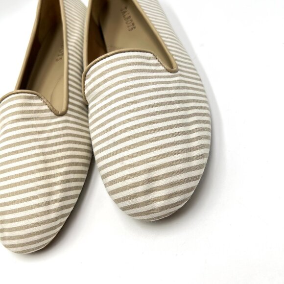 Talbots Womens Size 8 Tan White Beige Stripe Slip On Flats Loafers Shoes - Picture 5 of 12